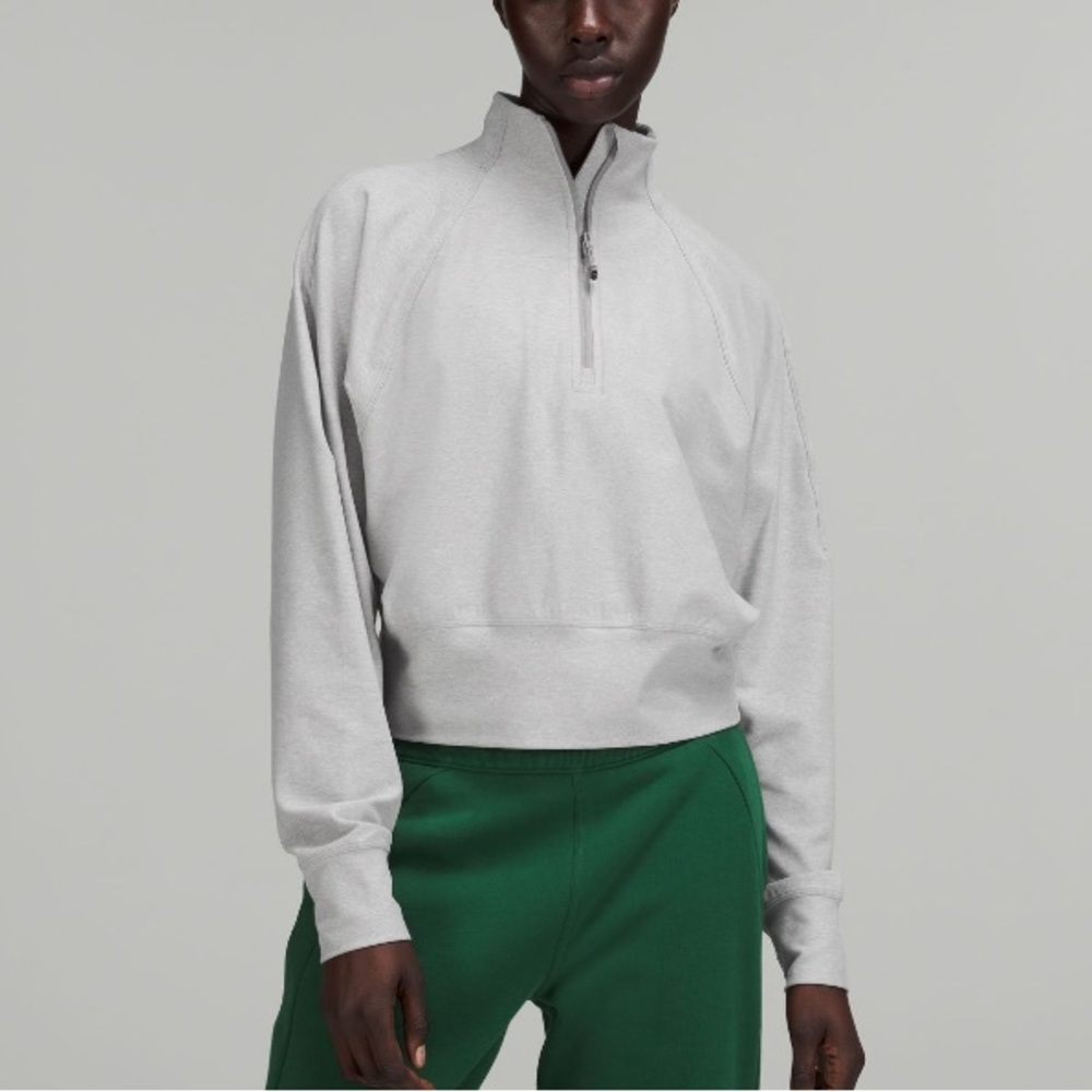 Lululemon Light Grey Quarter Zip Ready to Rulu